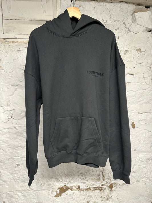 Fear of God Essentials Black Classic Logo Hoodie Sz L DS