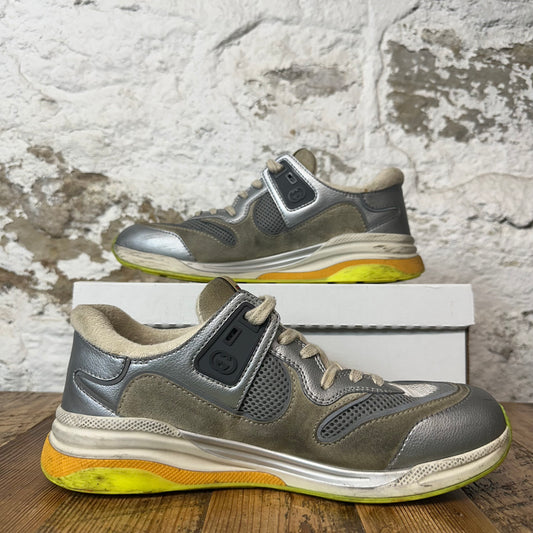 Gucci Ultrapace Silver Tan Sneaker Sz 9 No Box