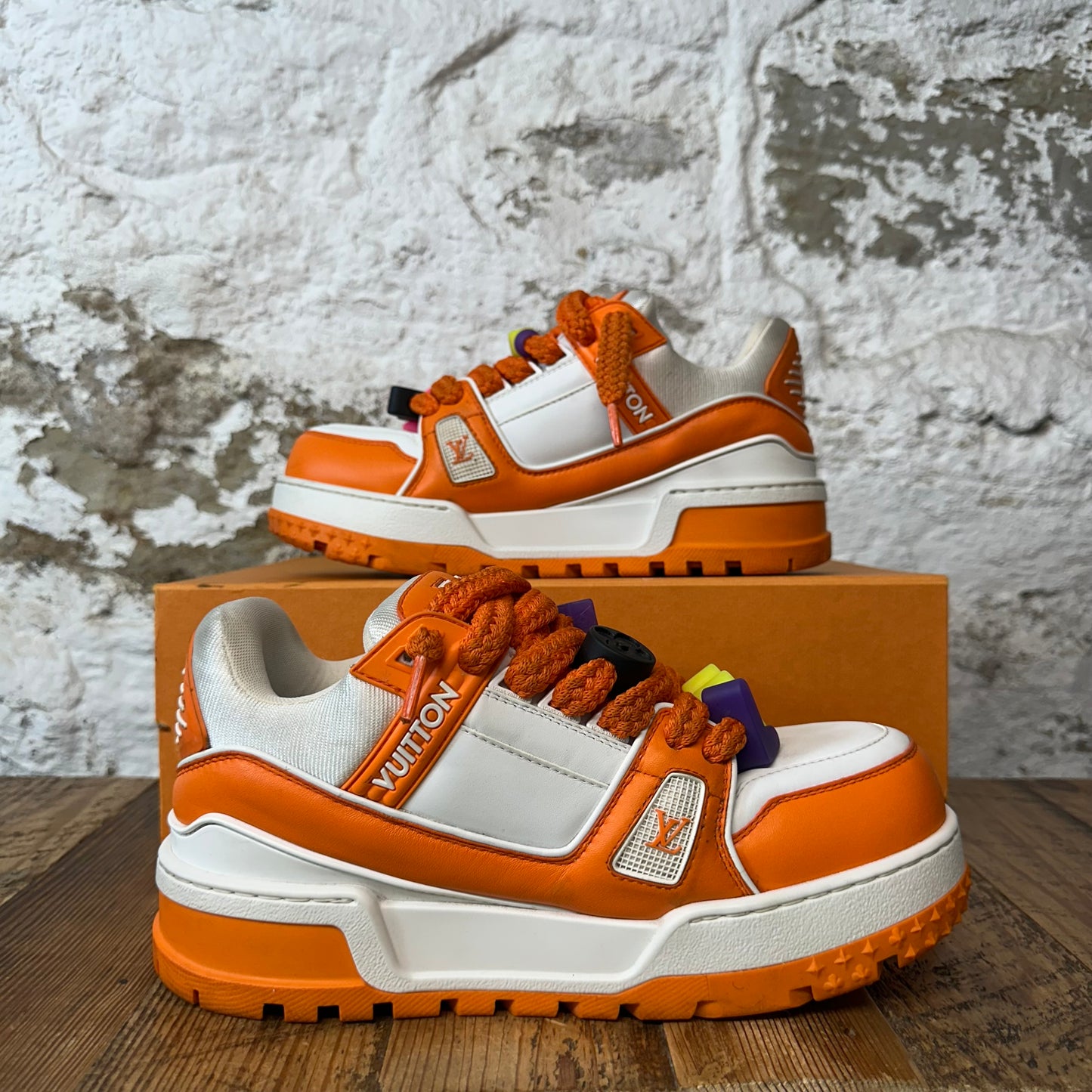 Louis Vuitton Orange White Maxi Trainer Sz 6.5 (5LV)