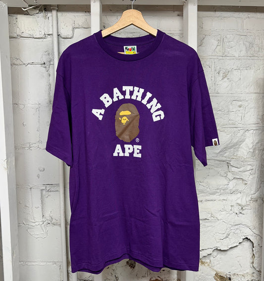 Bape Purple College Logo T-Shirt Sz XL DS