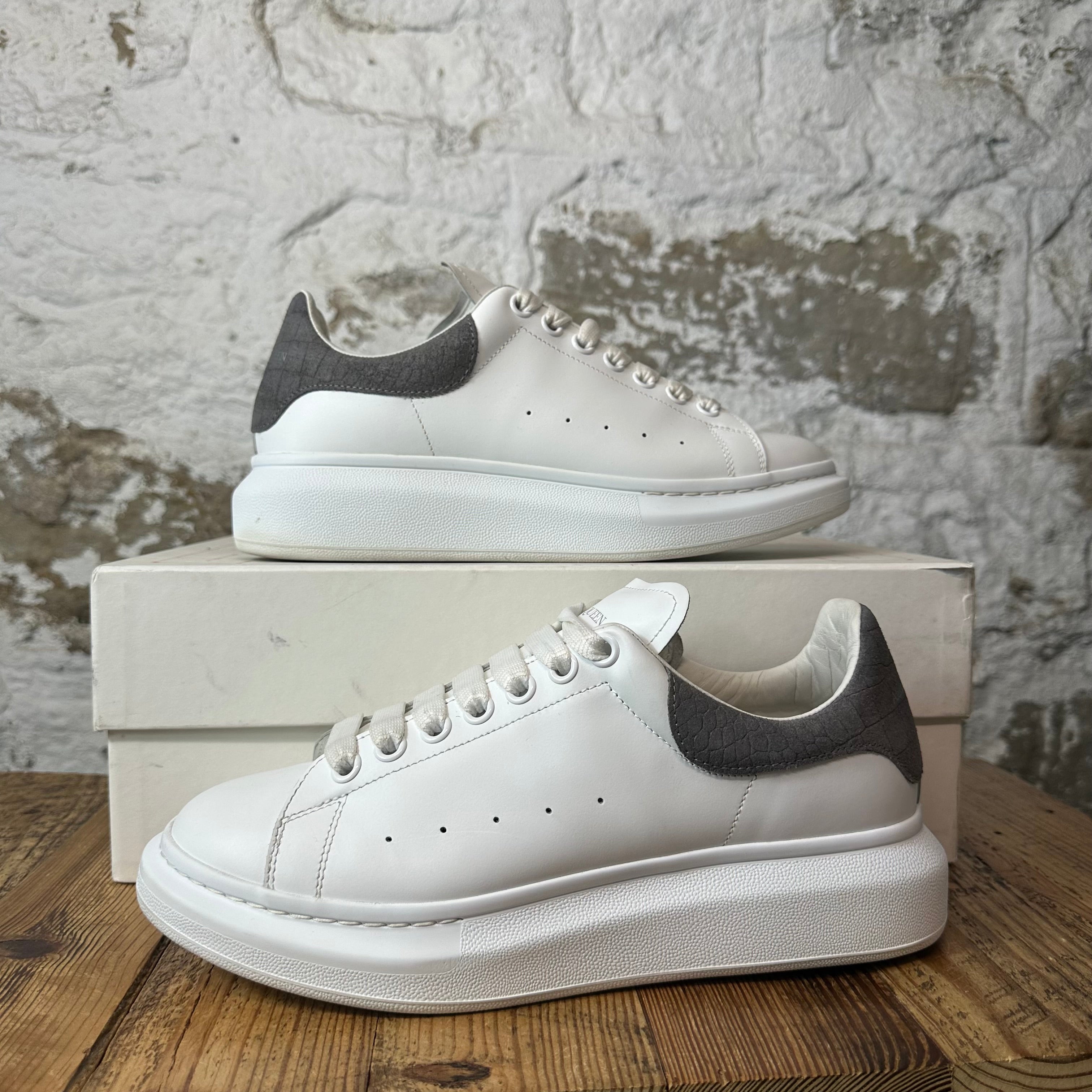 Alexander McQueen Grey Croc Suede Tab White Sneaker Sz 8 (41)