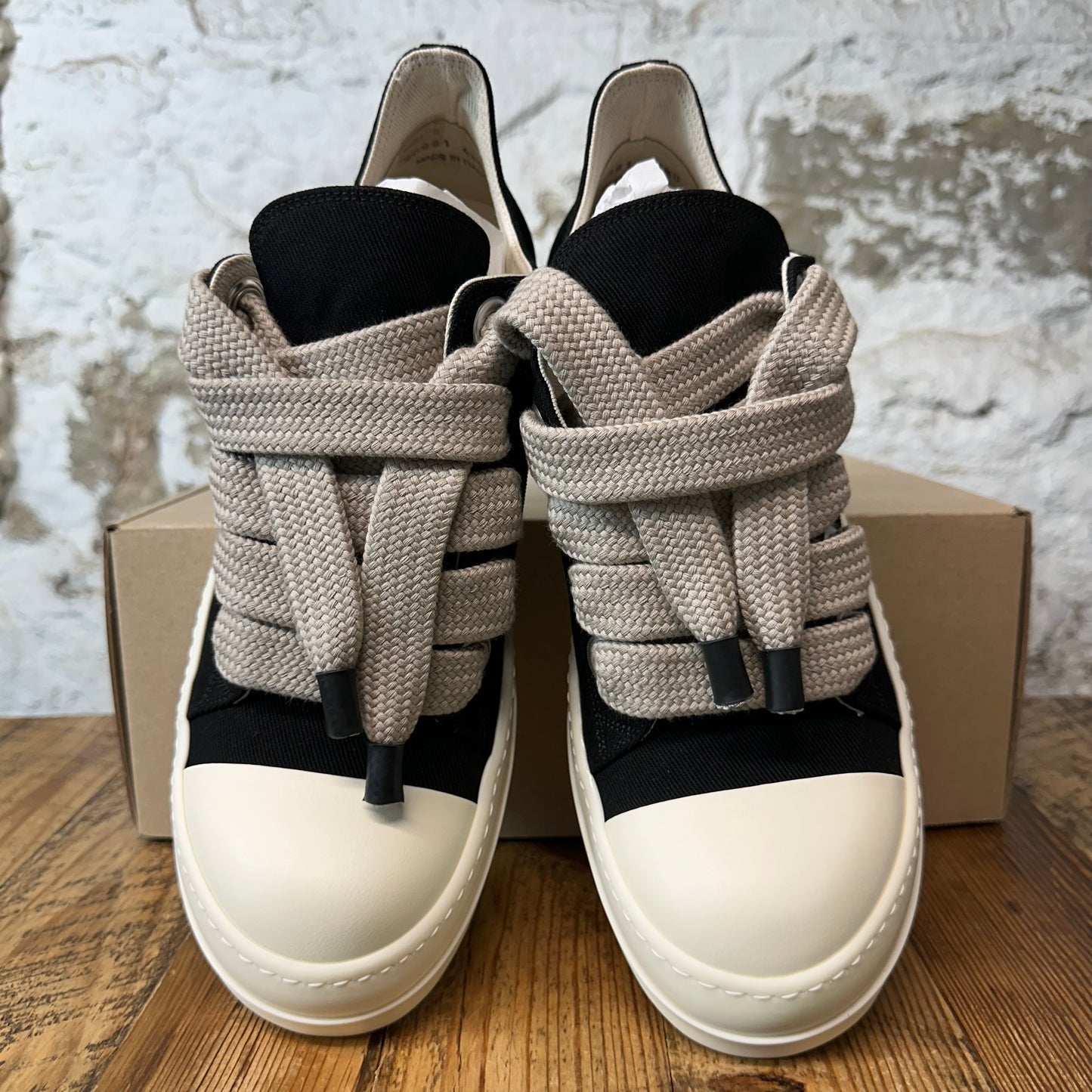 Rick Owens Jumbo Lace Black Canvas Milk Sneaker DS