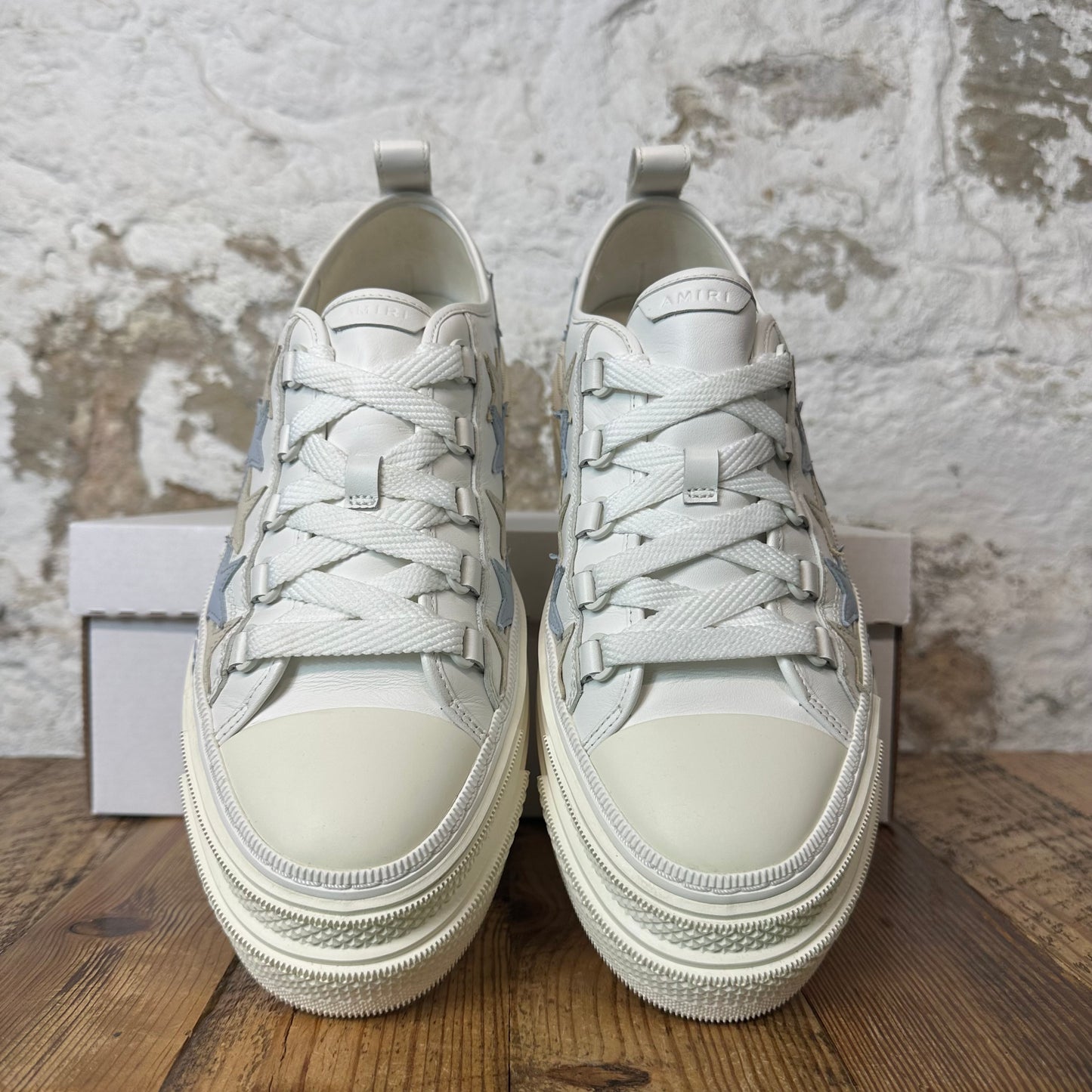 Amiri Beige Blue Star Cream White Sneaker Sz 8 (41)