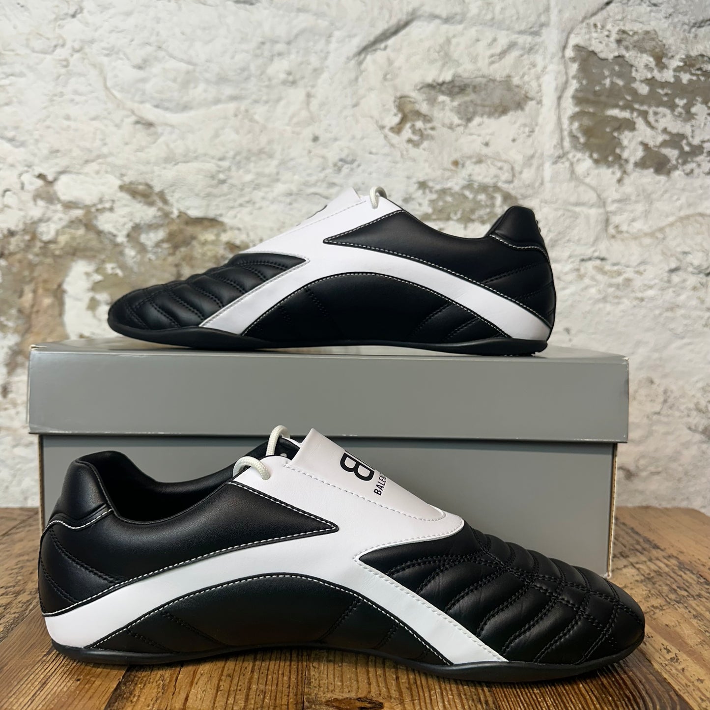 Balenciaga Black White Leather Zen Sneaker Sz 11 (44)
