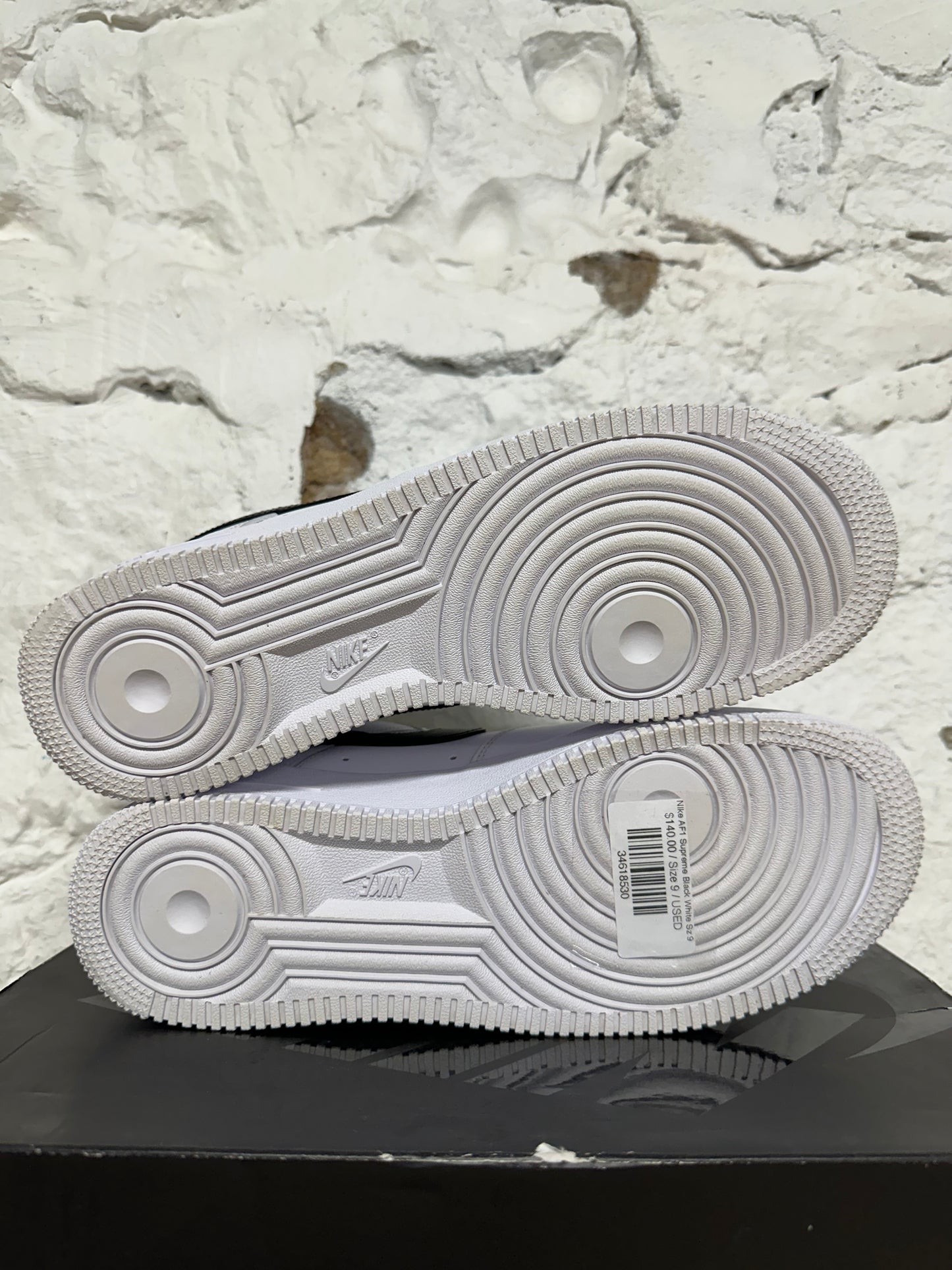 Nike Air Force 1 Low Supreme Black White Sz 9