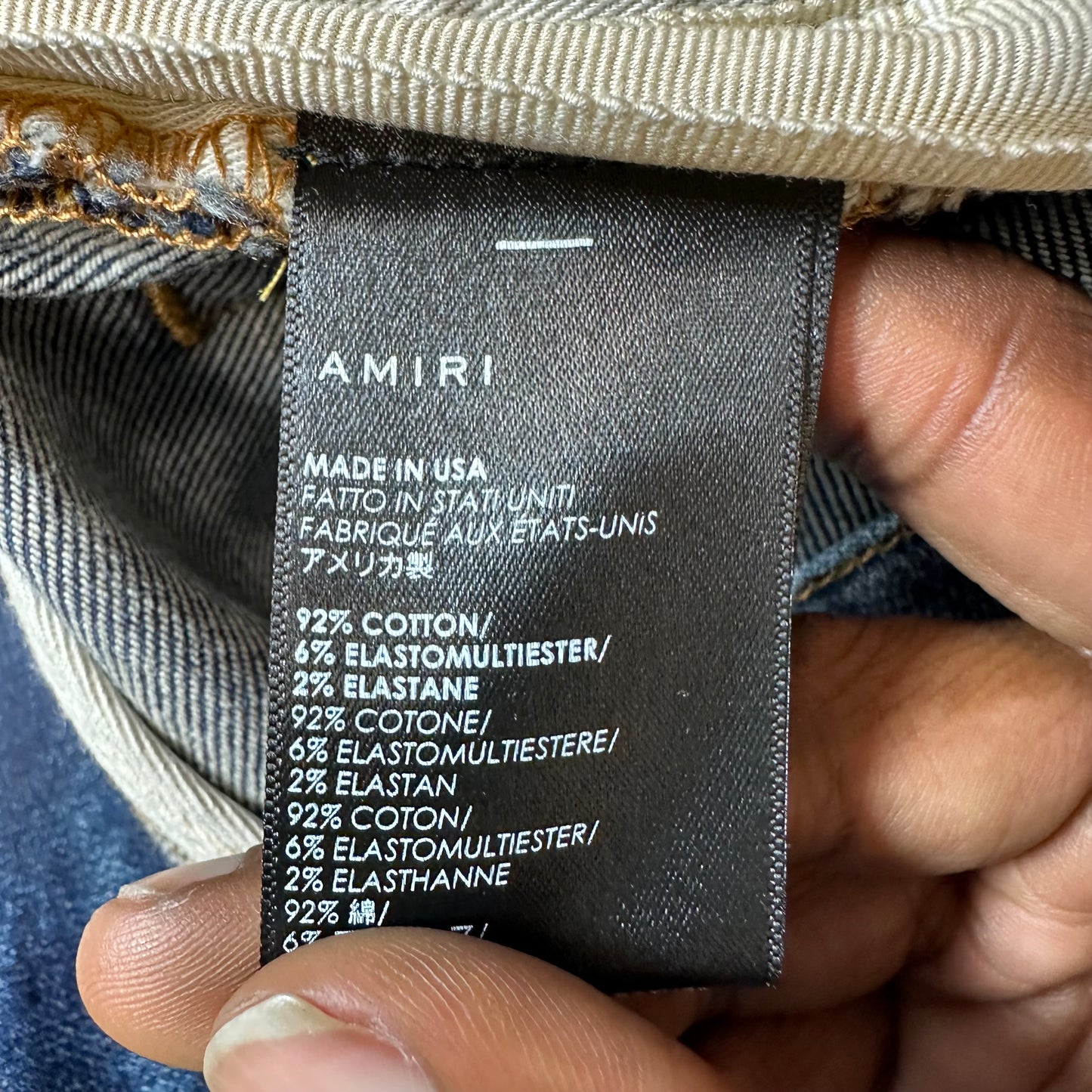 Amiri MX1 Maroon Suede Dark Blue Denim Jeans Sz 29