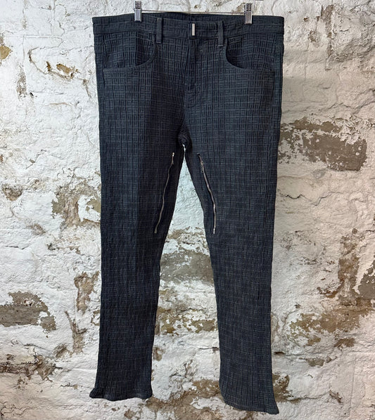 Givenchy Zipper Gray Monogram Denim Jeans Sz 36
