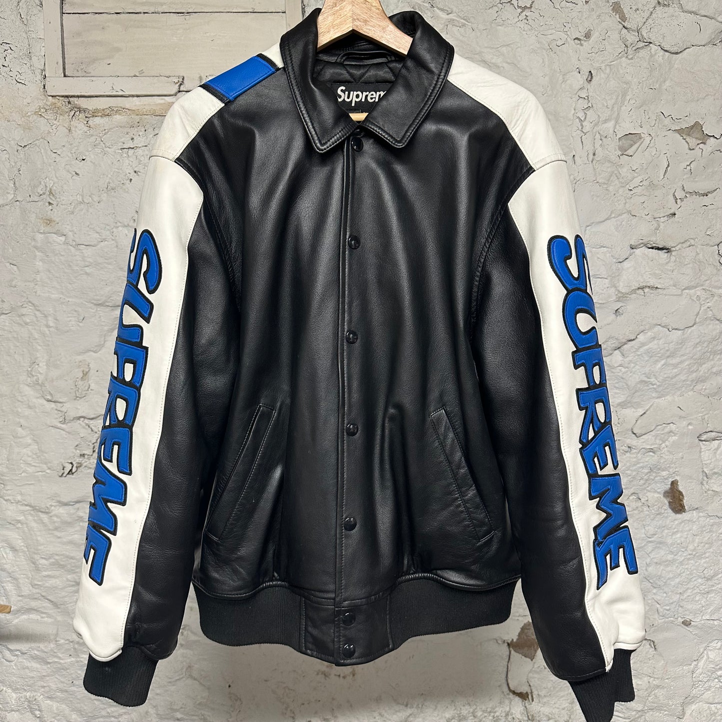 Supreme Smurfs Leather Varsity Jacket Sz M