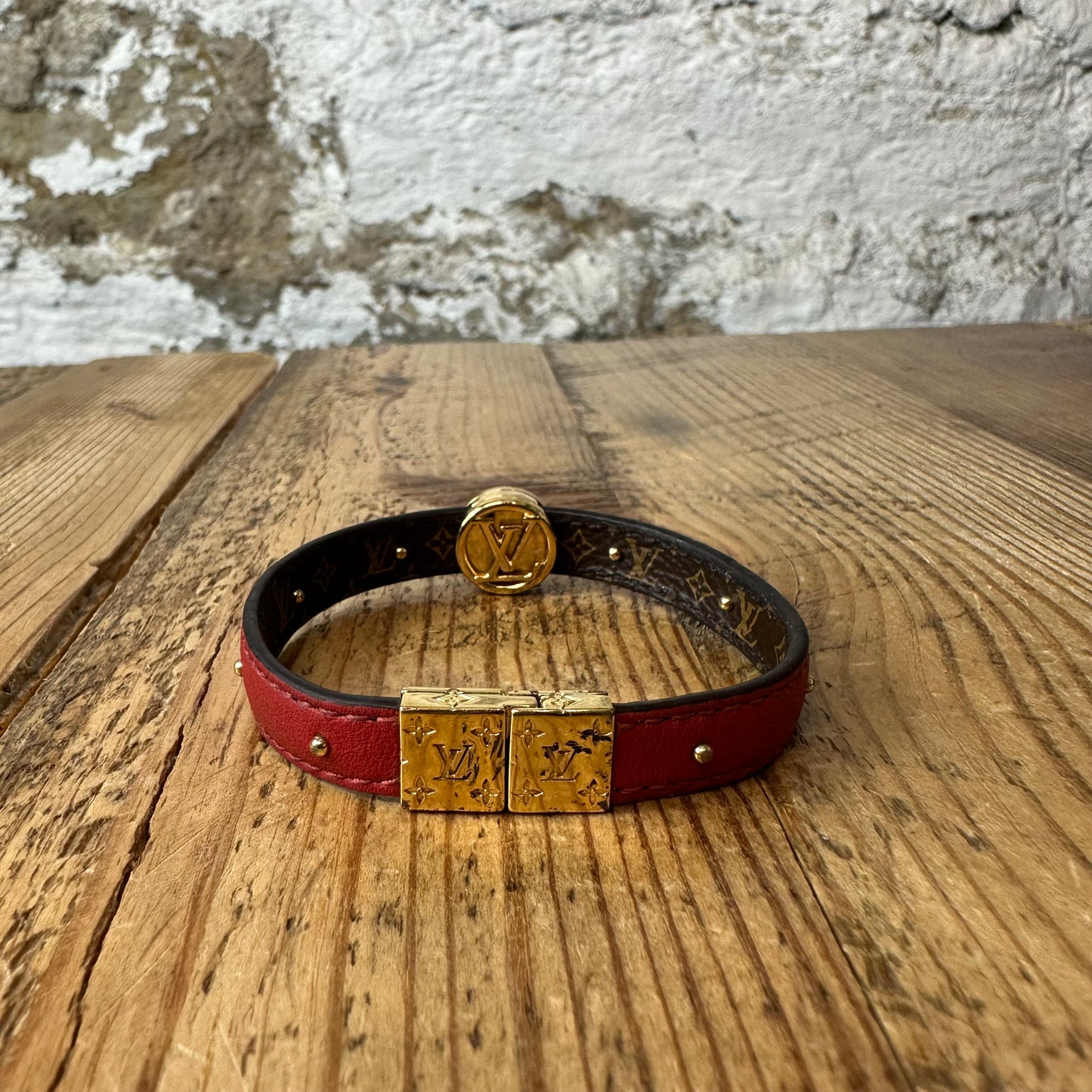 Louis Vuitton Reversible Brown Monogram Red Bracelet