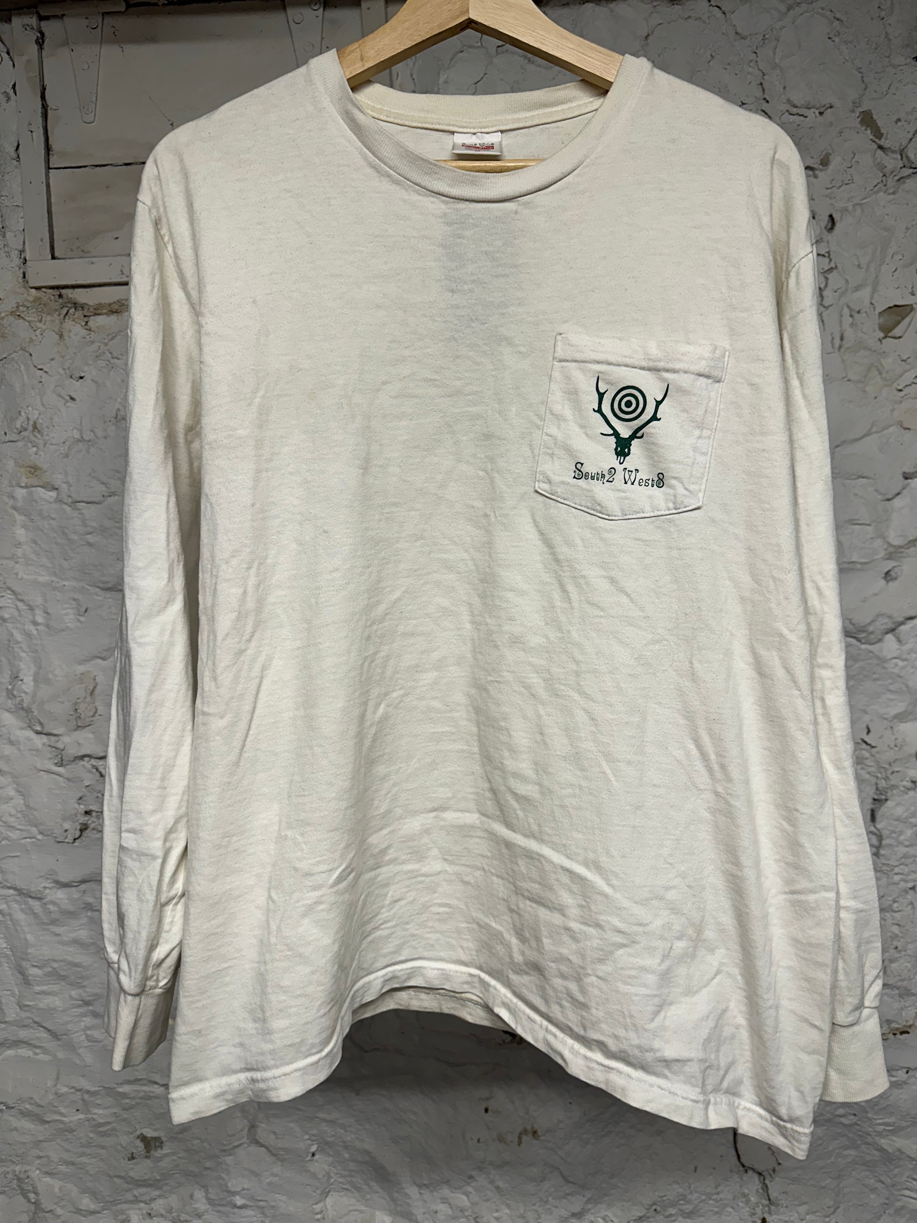 Supreme South2 West8 White L/S T-Shirt Sz M