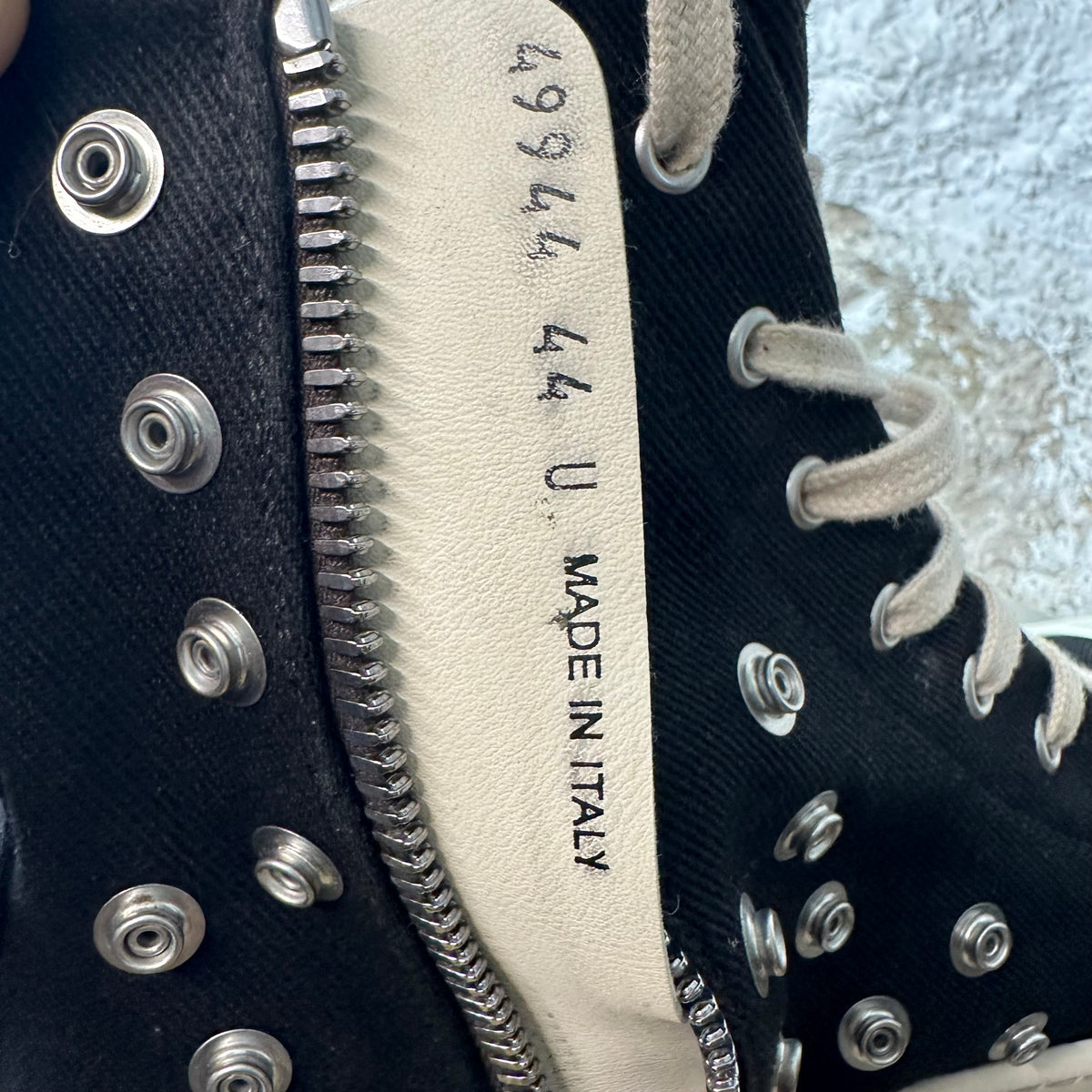 Rick Owens High Studded Eyelettes Black Milk Sneaker Sz 11 (44)