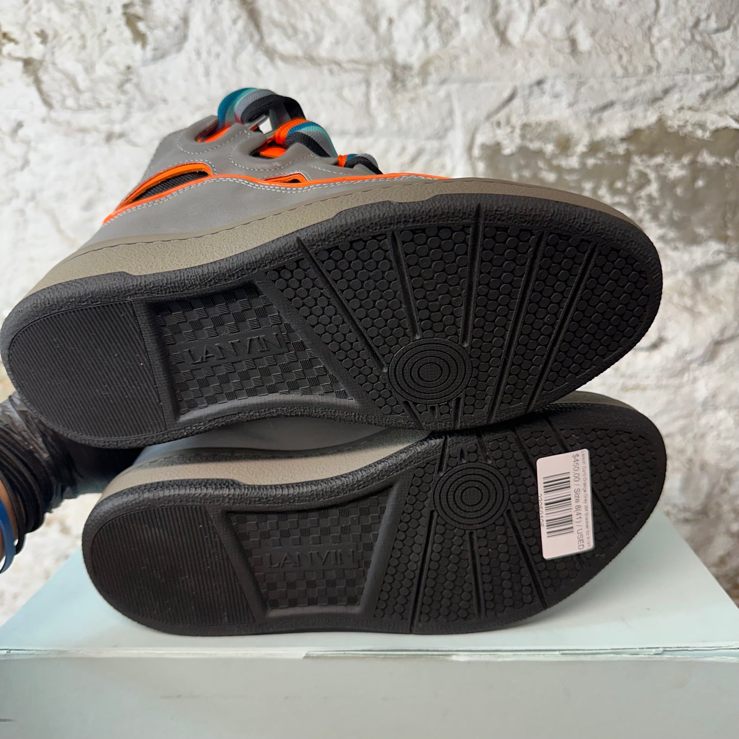 Lanvin Curb Orange Grey 3M Sneaker Sz 8 (41)