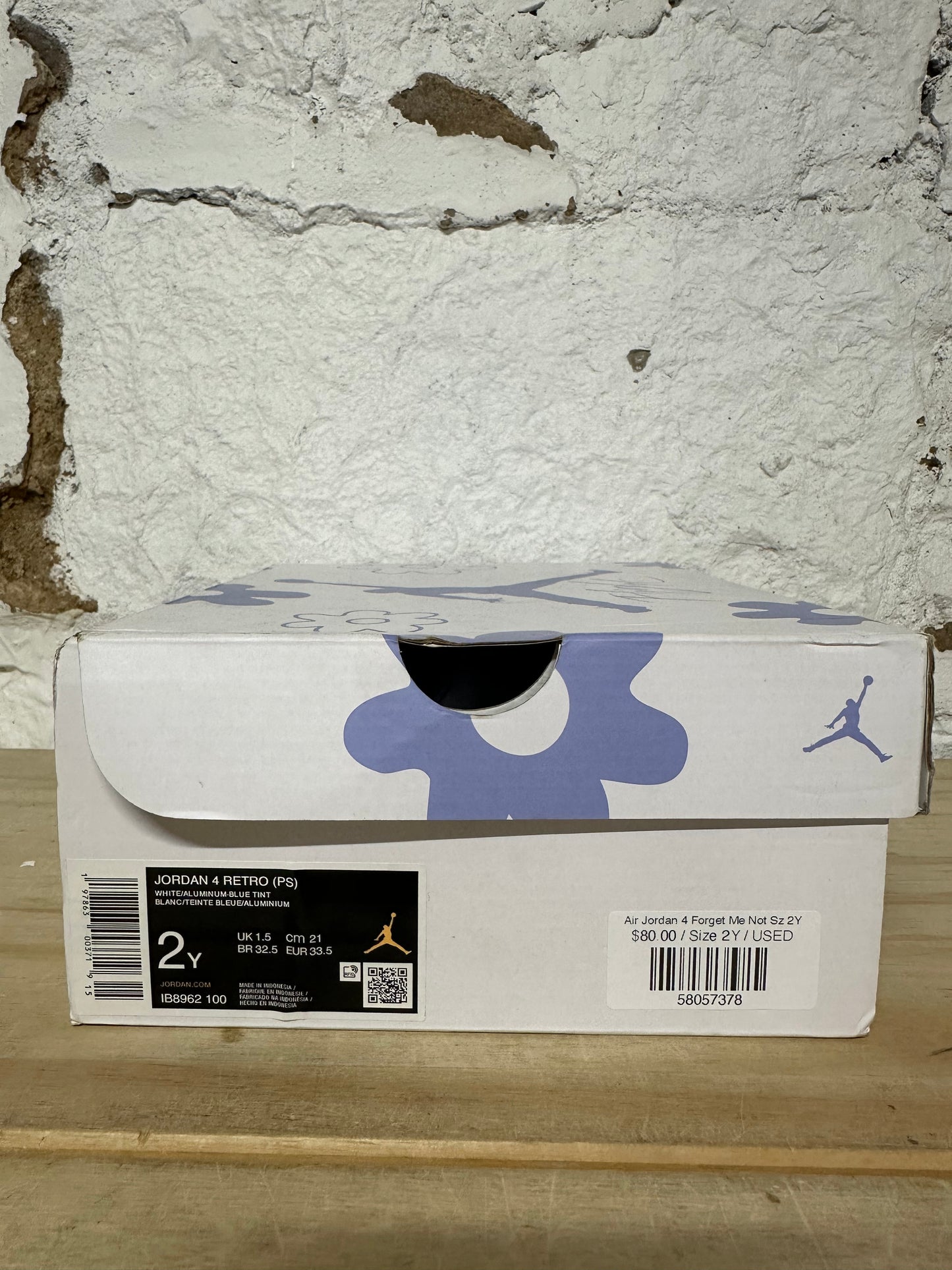 Air Jordan 4 Forget Me Not Sz 2Y