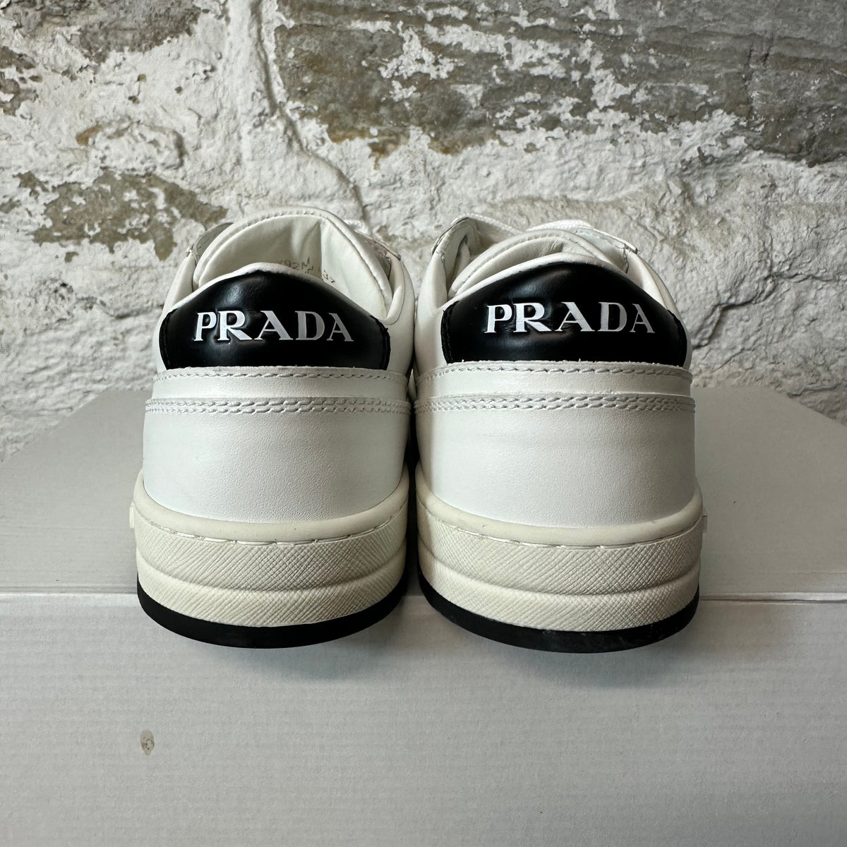 Prada Downtown Leather White Black Sneaker Sz 5 (37)