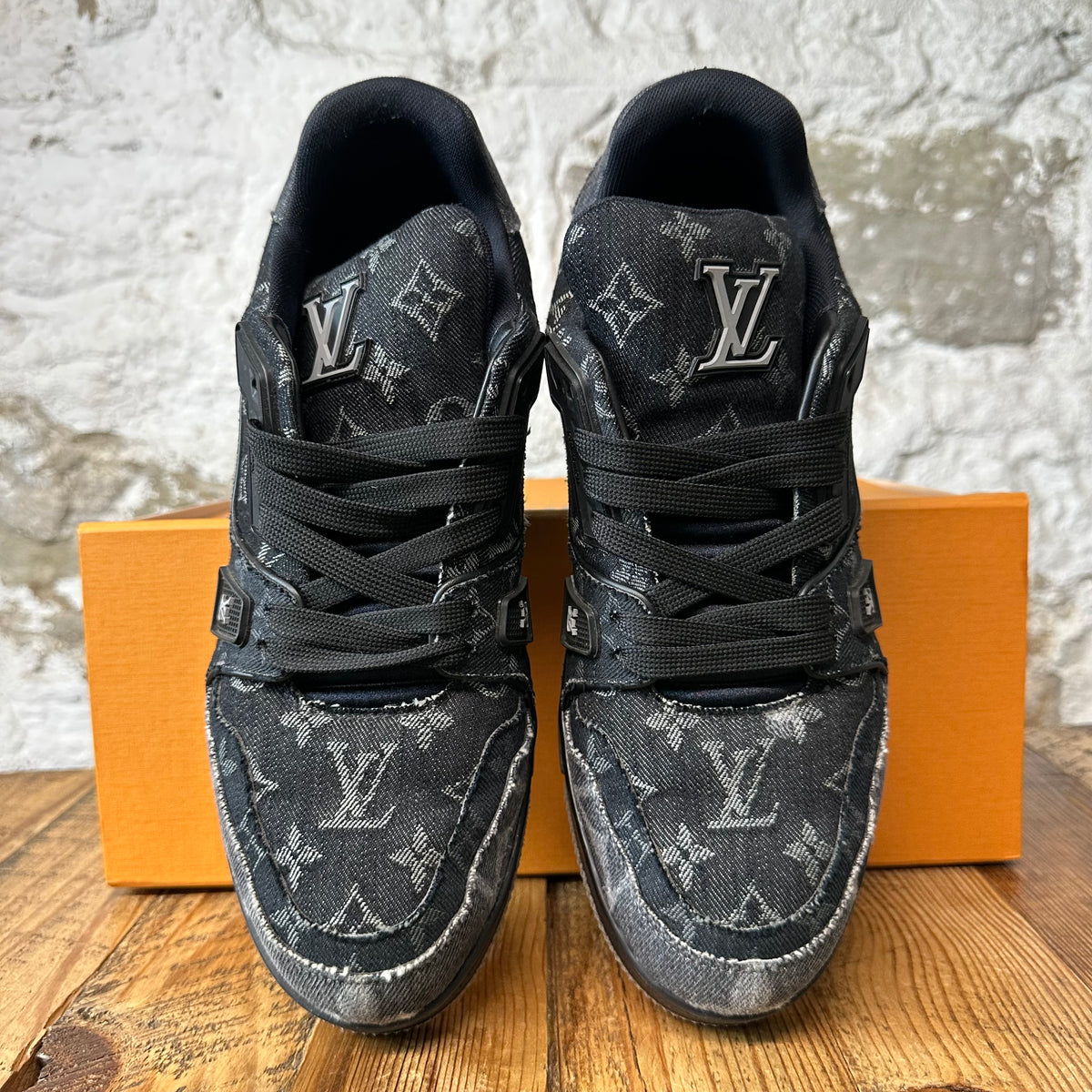 Louis Vuitton Black Denim Monogram Trainer Sneaker Sz 10 (8.5LV)