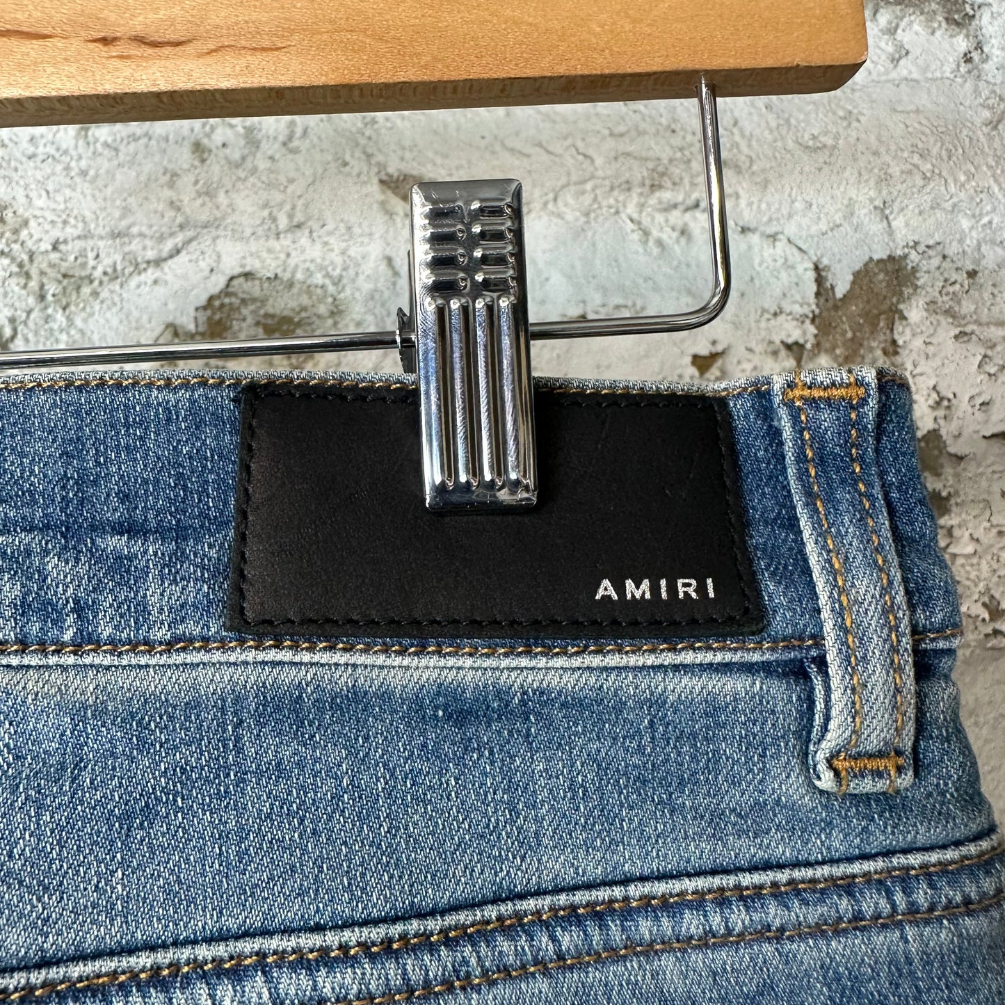 Amiri Green Camo Bones Blue Denim Jeans Sz 32