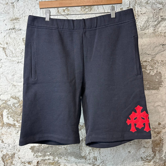 Chrome Hearts Leather Crosses Paper Jam Navy Shorts Sz L