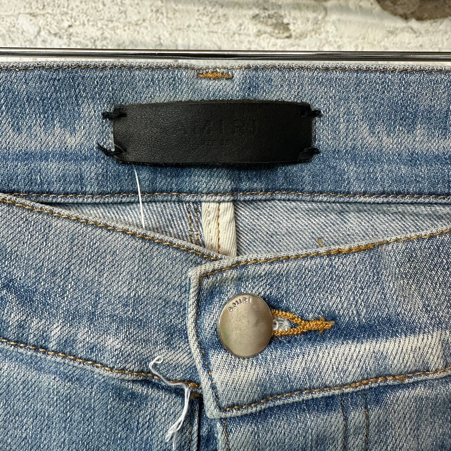 Amiri MX1 Denim Paint Splatter Blue Denim Jeans Sz 38