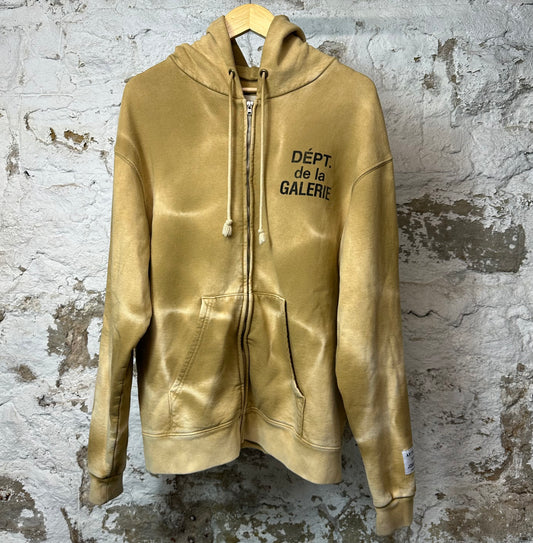 Gallery Dept Brown Dyed Zip Up Hoodie Sz M