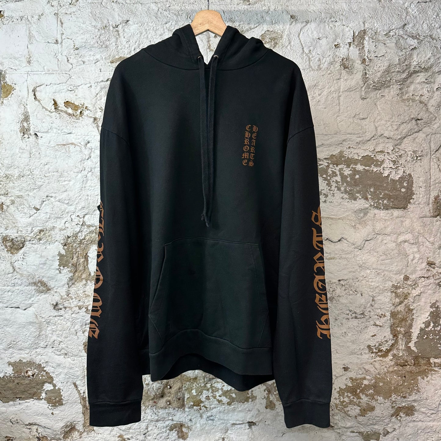 Chrome Hearts Brown Sleeve Spell Hoodie Black Sz XL