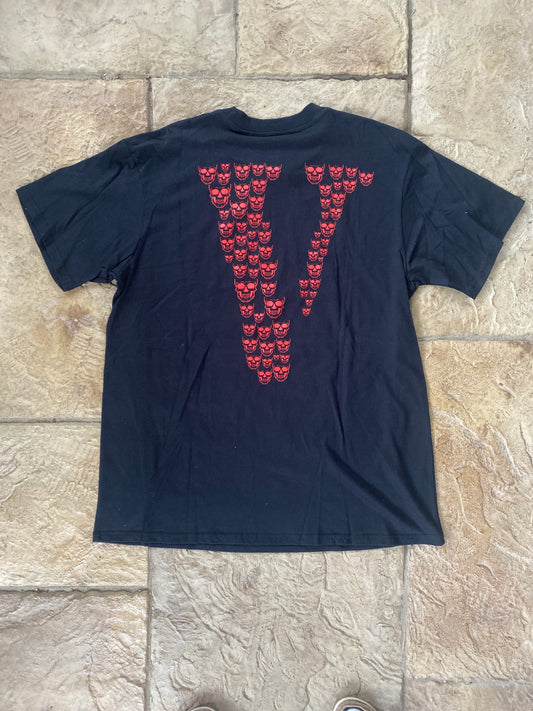 Vlone Red Skulls T-shirt Black Sz L DS
