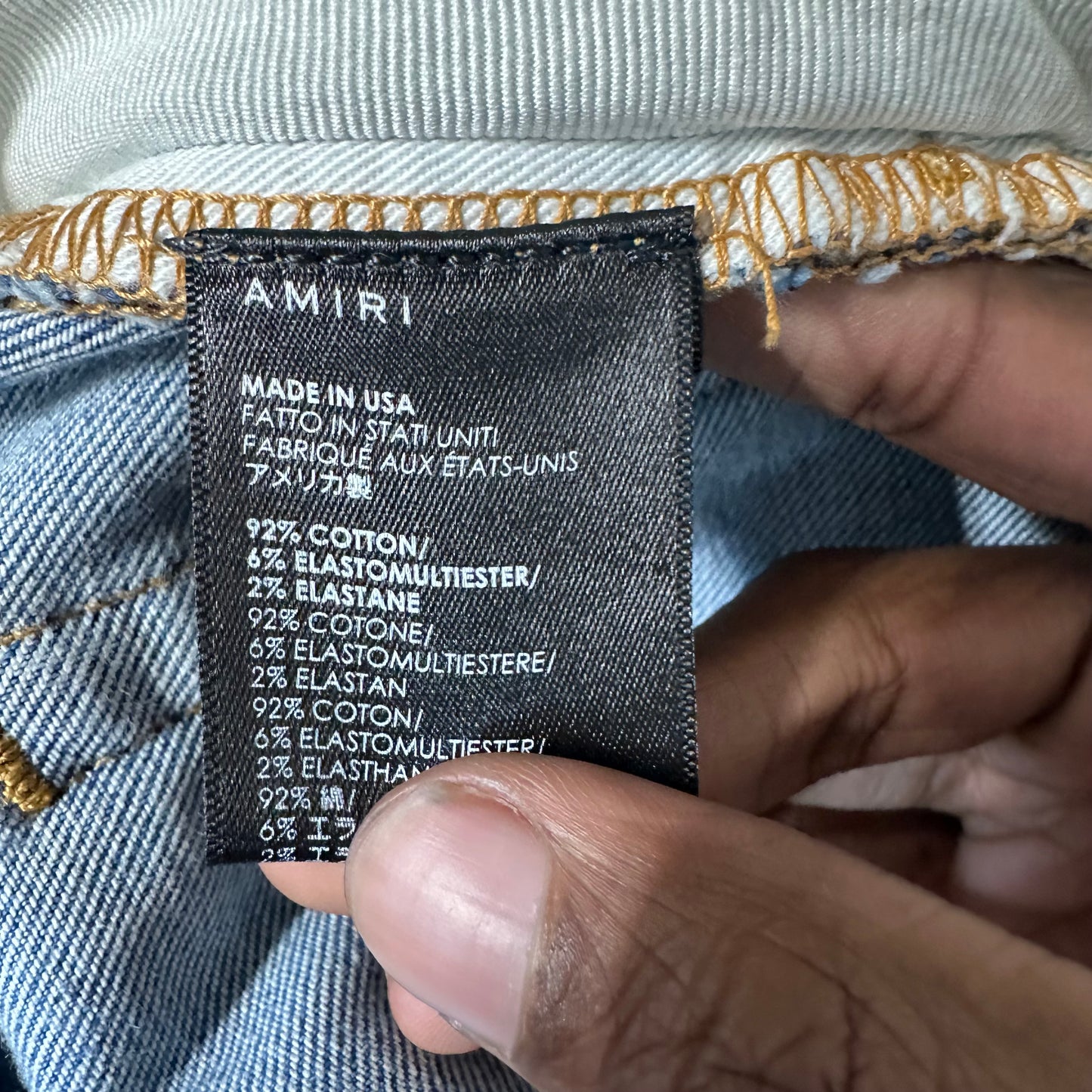 Amiri White Bone Patches Blue Denim Jeans Sz 38