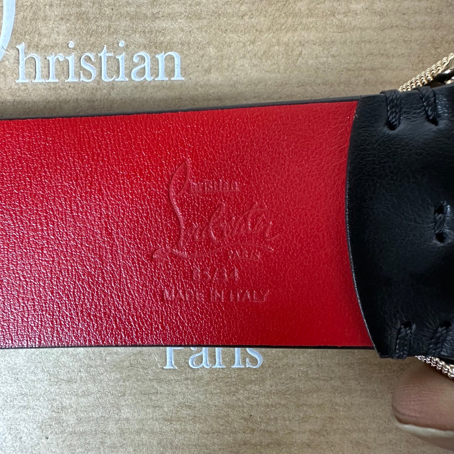 Christian Louboutin Black Ricky Belt Sz (85/34) W/ Box