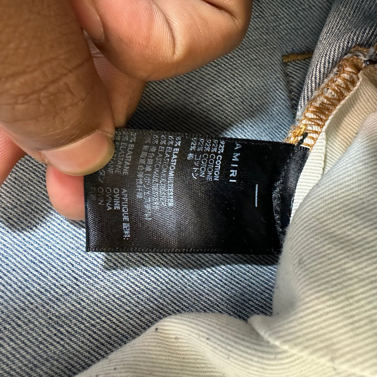 Amiri MX1 Camo Spell Blue Denim Jeans Sz 40