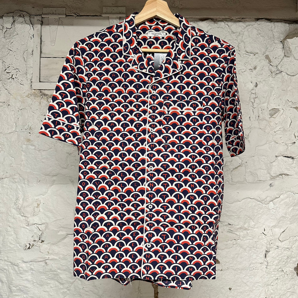 Valentino Navy Orange Button Up Shirt Sz M
