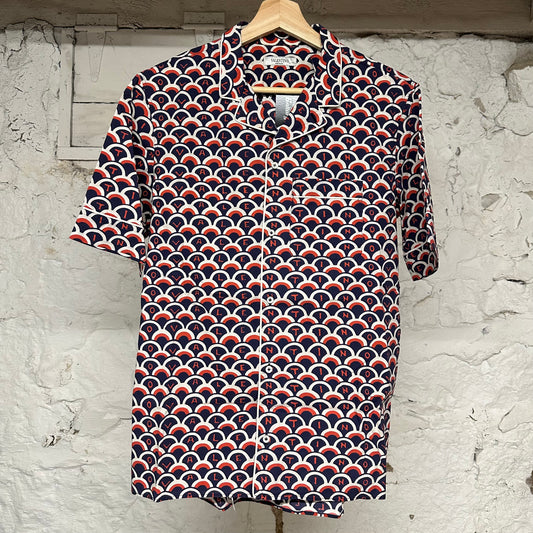 Valentino Navy Orange Button Up Shirt Sz M