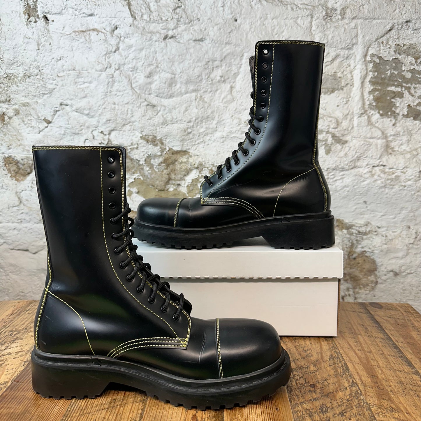 Balenciaga High Black Leather Amphibia Boot Sz 8 (41) No Box