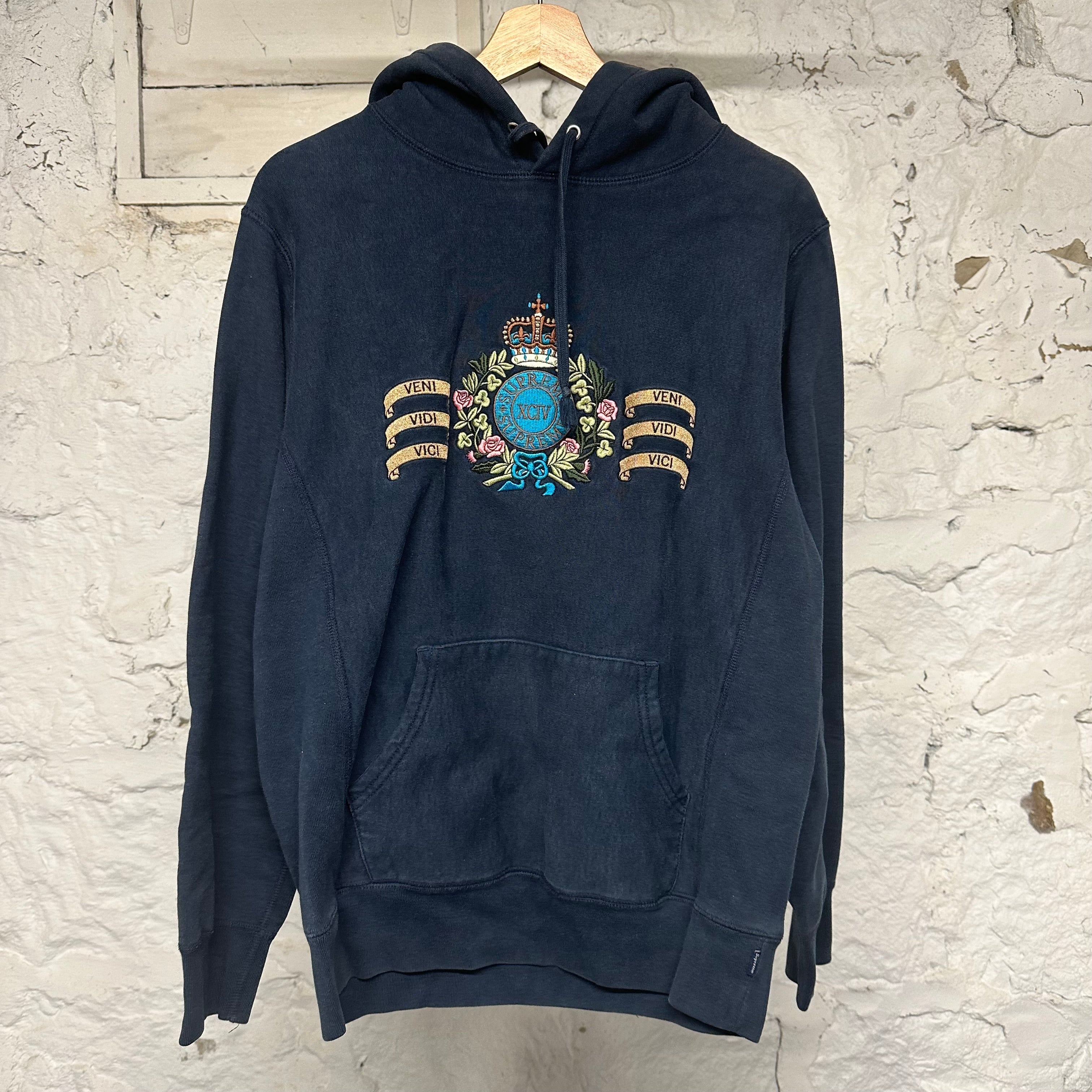 Supreme Veni Vidi Vici Navy Hoodie Sz M