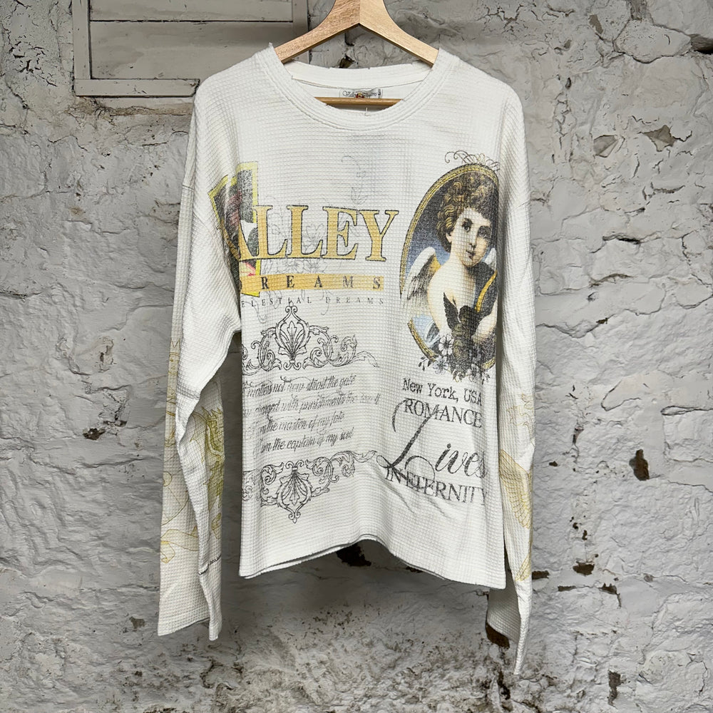 Vale Romace Lives White Thermal Long Sleeve Sz L