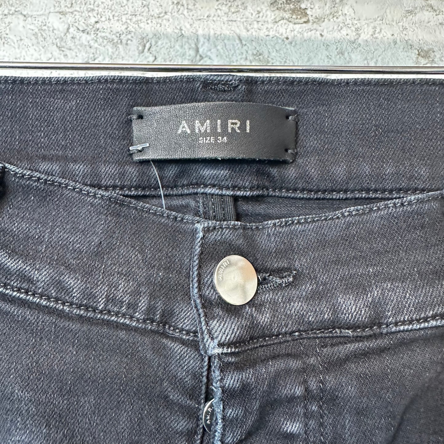 Amiri MX1 Green Gray Plaid Black Denim Jeans Sz 34