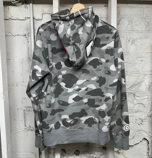 Bape Grey Camo Zip Up Hoodie Sz L