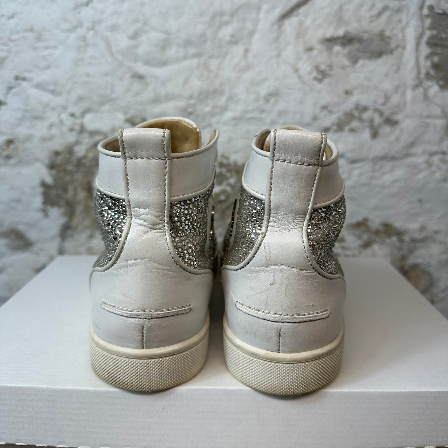 Christian Louboutin White Sparkle High Sneaker Sz 8 (41) No Box