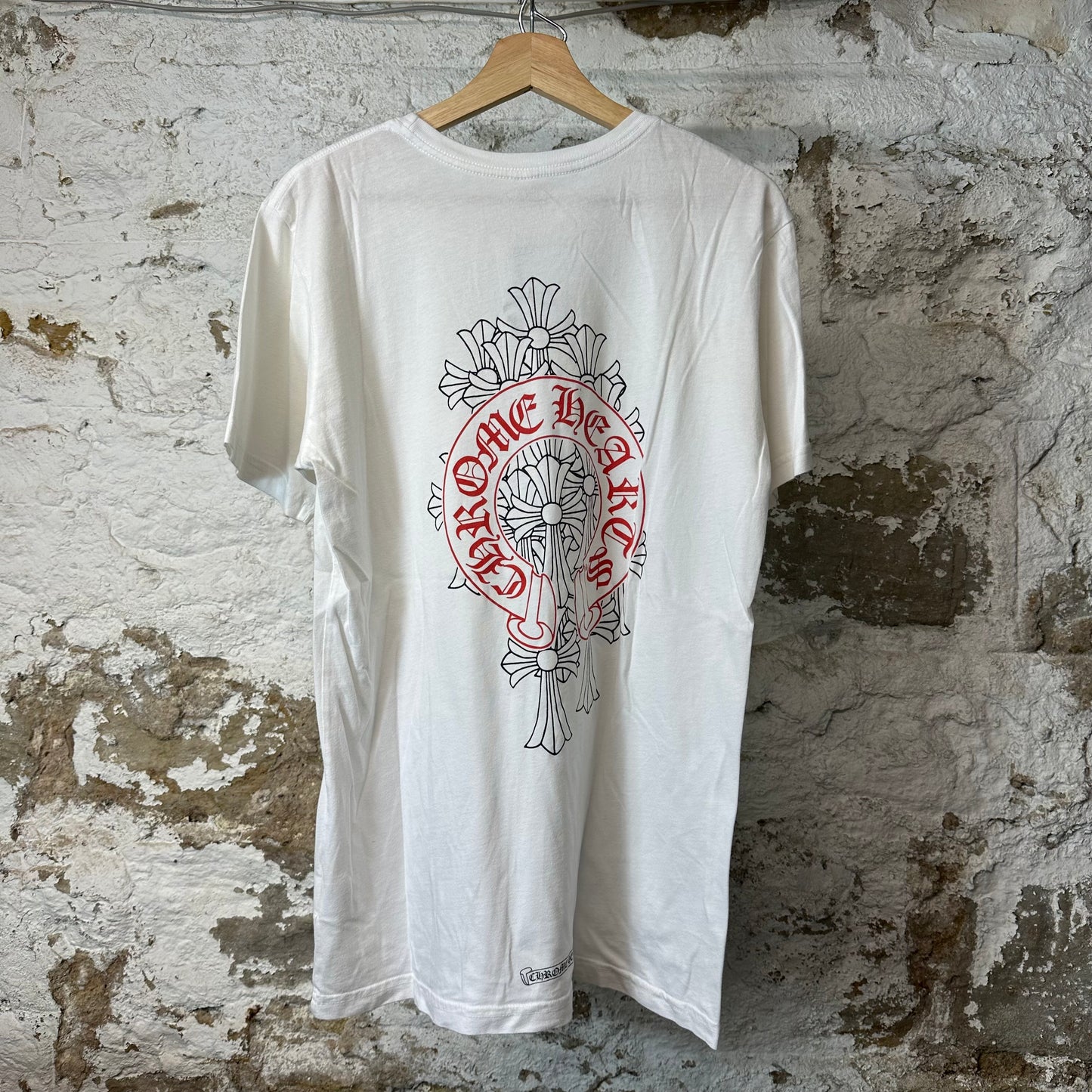Chrome Hearts Red Horseshoe Cemetery White T-Shirt Sz L