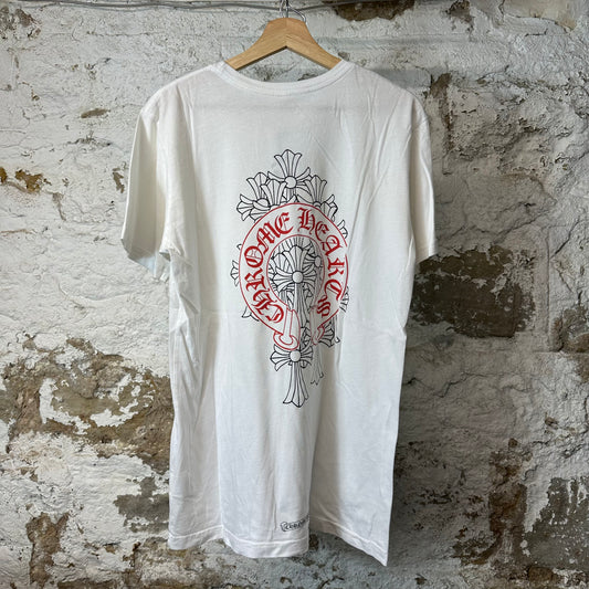 Chrome Hearts Red Horseshoe Cemetery White T-Shirt Sz L