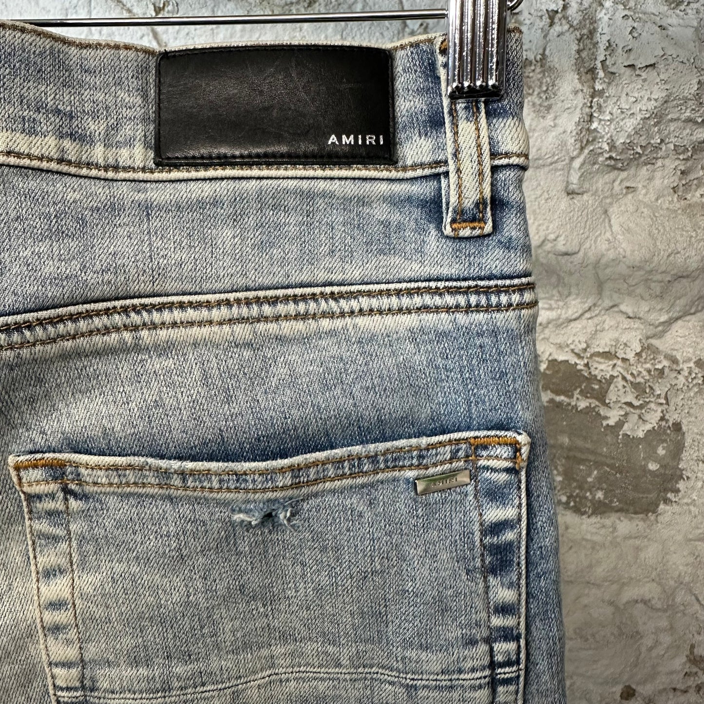 Amiri MX1 Tie Dye Patch Blue Denim Jeans Sz 32