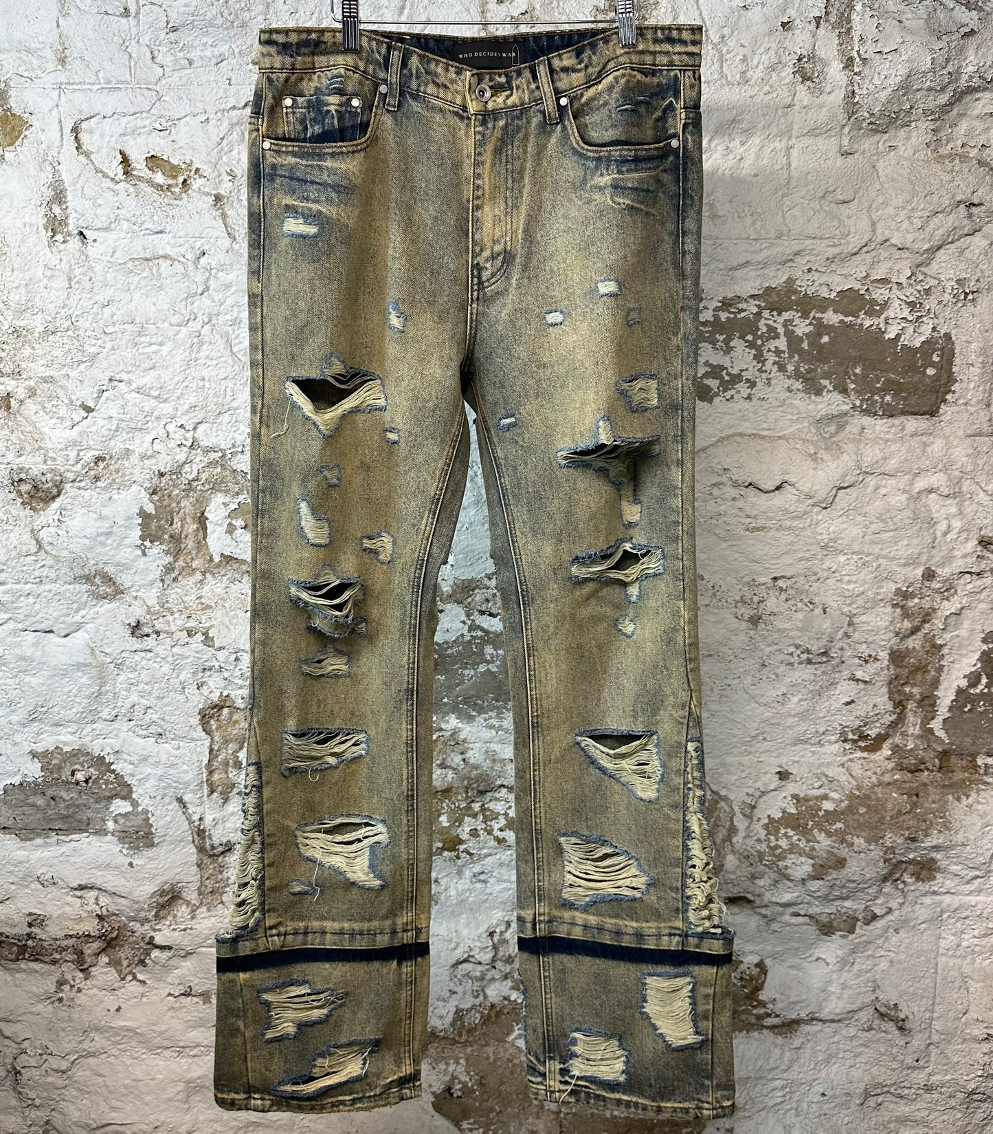 Who Decides War Gnarly Acid Blue Denim Jeans Sz 34