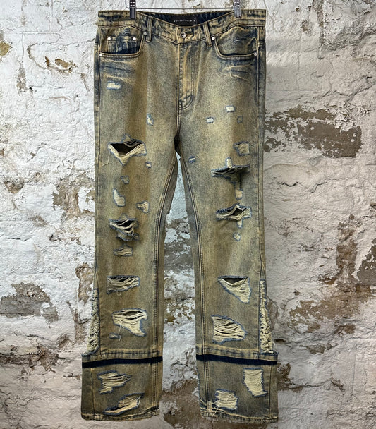 Who Decides War Gnarly Acid Blue Denim Jeans Sz 34
