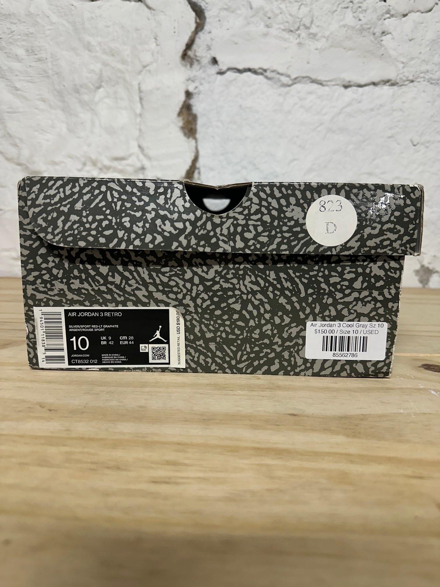 Air Jordan 3 Cool Grey Sz 10