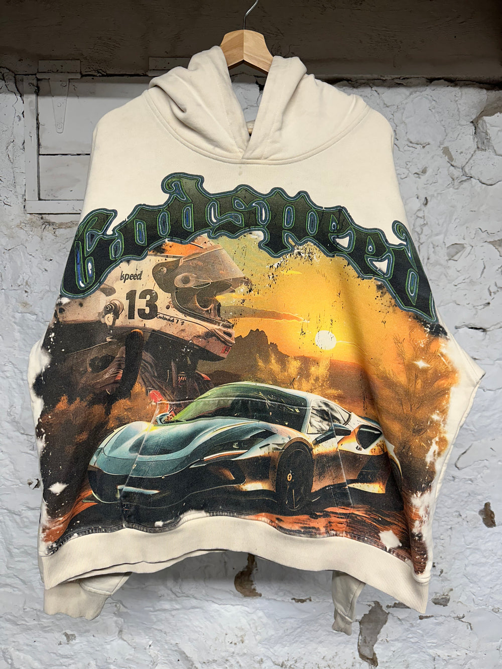 Godspeed Racecar Cream Hoodie Sz XL