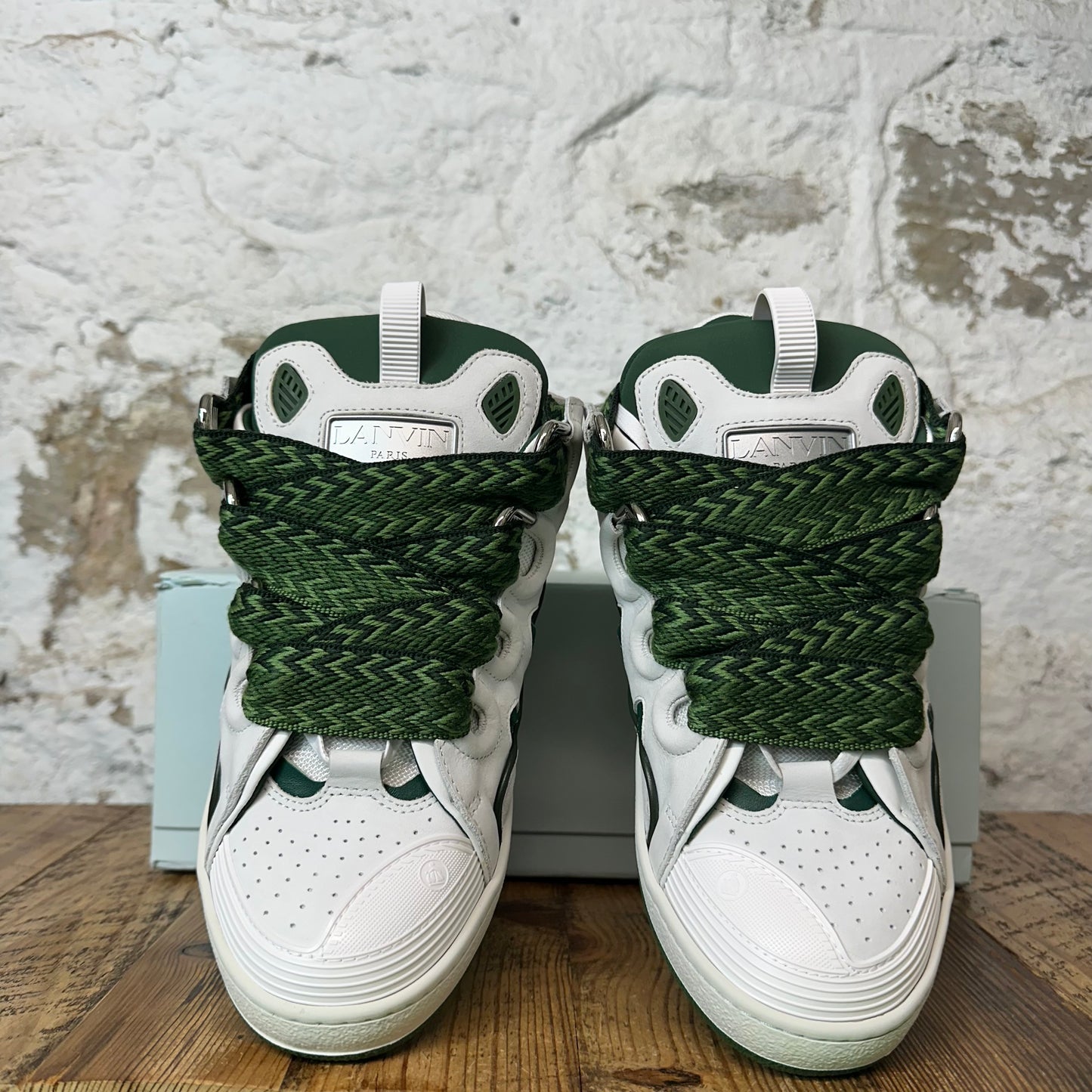 Lanvin Curb Green Lace White Sneaker