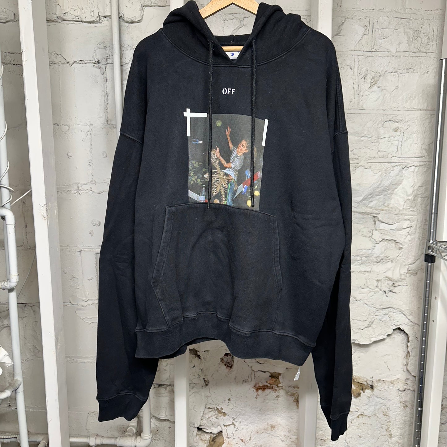 Off-White Riding Skeleton Black Hoodie Sz XXL