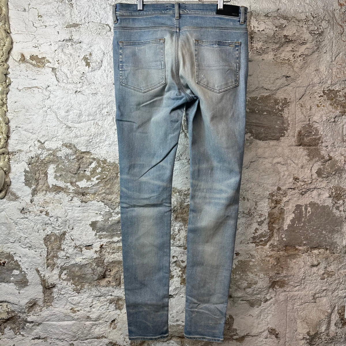 Amiri MX1 Black Paisley Blue Denim Jeans Sz 33