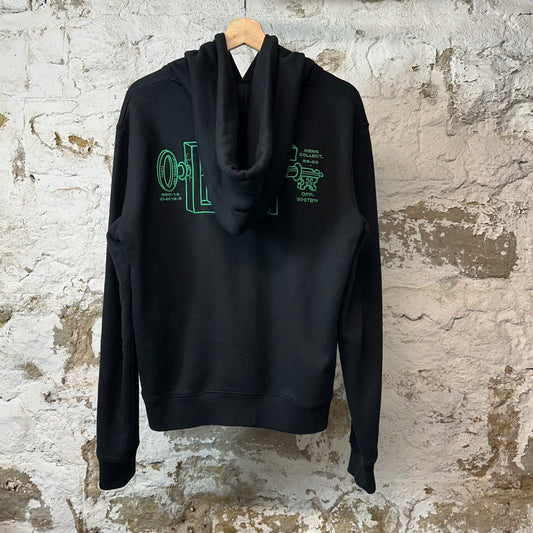 Off-White Green Plastic Logo Hoodie Black Sz S