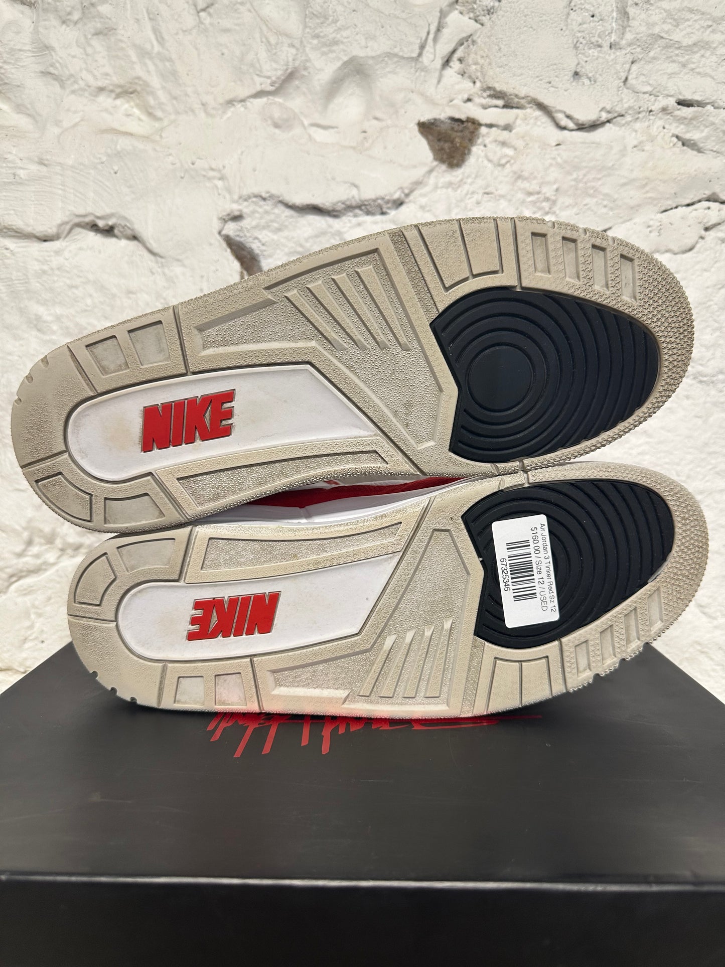 Air Jordan 3 Tinker White University Red Sz 12