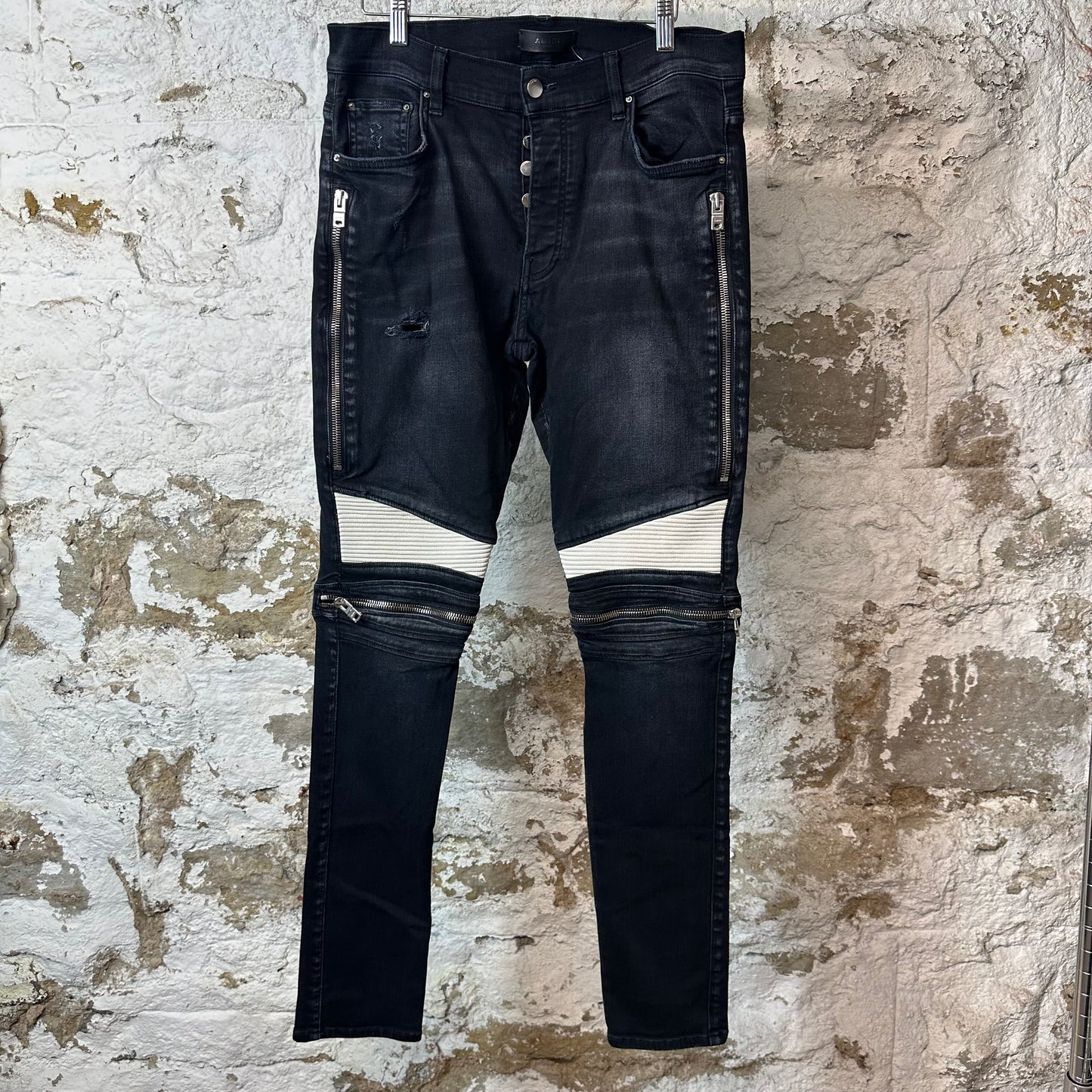 Amiri MX2 White Patch Black Denim Jeans Sz 32