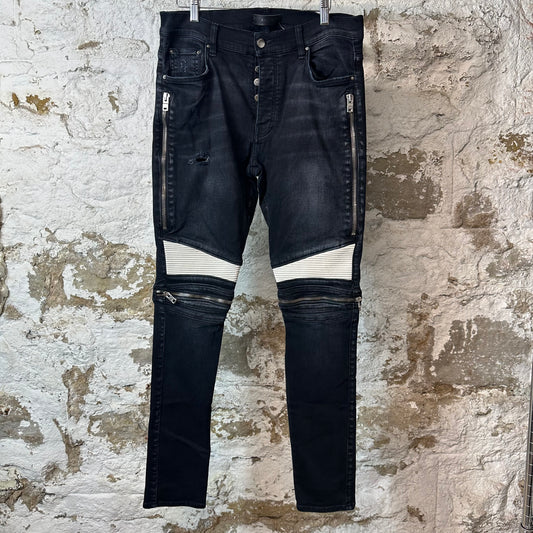 Amiri MX2 White Patch Black Denim Jeans Sz 32